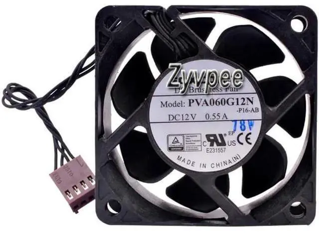 Alt view image 3 of 3 - for 60mm 6025 Zyvpee PVA060G12N -P16-AB 12V 0.55A 4Wires 4 Pins 6cm Chassis CPU Cooling Fan
