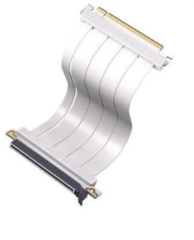 Main image of 20cm White Straight PCIe 5.0 X16 Riser Cable, 128GB/s High Bandwidth GPU Extension Cord, Vertical GPU Mount Cable Compatible with RTX 50/40 & RX 9000/7000 Series, Backward PCIe 4.0/3.0