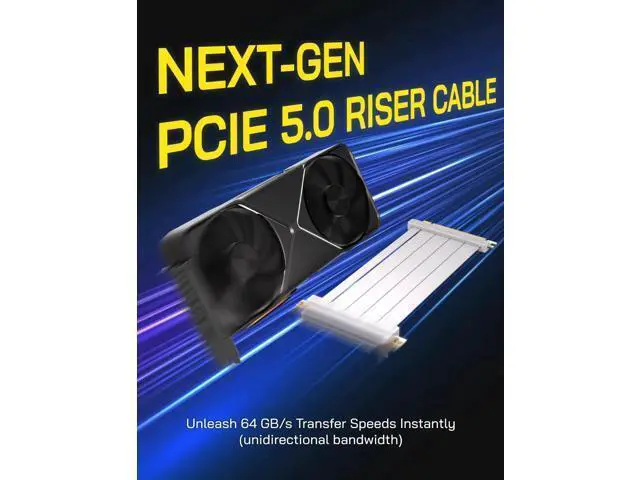 Alt view image 5 of 7 - 20cm White Straight PCIe 5.0 X16 Riser Cable, 128GB/s High Bandwidth GPU Extension Cord, Vertical GPU Mount Cable Compatible with RTX 50/40 & RX 9000/7000 Series, Backward PCIe 4.0/3.0