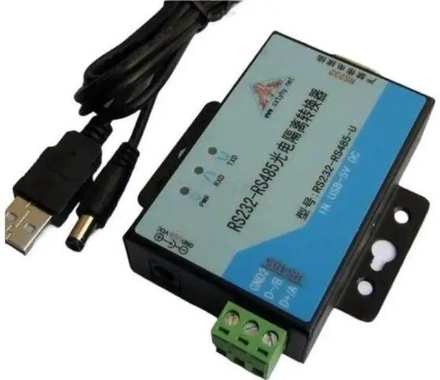 Main image of RS232 to RS485 Data Converter, Optical Isolation, USB 5V Power Supply, with USB Power Cable & RS232 Cable