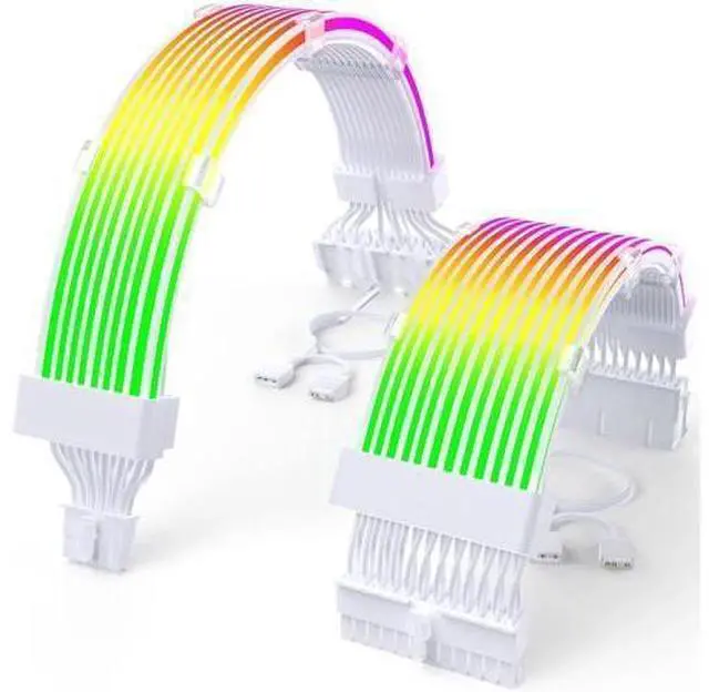 Main image of 12VHPWR ARGB PSU Cable Extension Kit, Soft LED Light Strip 24Pin Mainboard & 16Pin to 3X8Pin GPU Power Cables for PC Custom Modding
