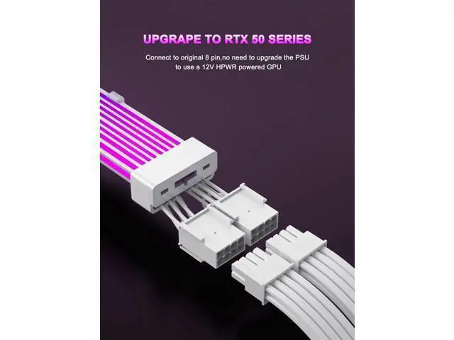 Alt view image 6 of 7 - ARGB 12VHPWR PSU Extension Cable Set, Soft LED Light Strip 24Pin ATX & 16Pin to 2×8Pin GPU Power Cables for RTX 5090 5080 4080 PC Custom Modding