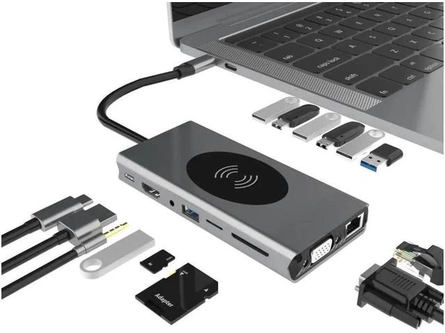 Main image of Hub USB C Adaptador Tipo C com Saída HDMI Compatível, VGA e Múltiplas Portas USB 3.0, Doca Divisor USB-C 3.1 para MacBook Pro e Huawei Mate 30