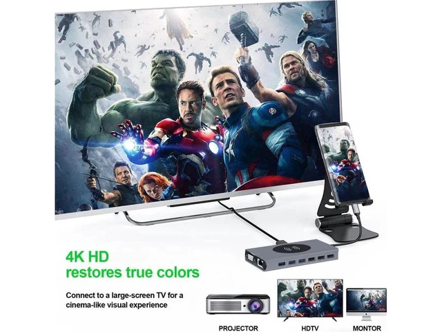 Alt view image 2 of 4 - Hub USB C Adaptador Tipo C com Saída HDMI Compatível, VGA e Múltiplas Portas USB 3.0, Doca Divisor USB-C 3.1 para MacBook Pro e Huawei Mate 30