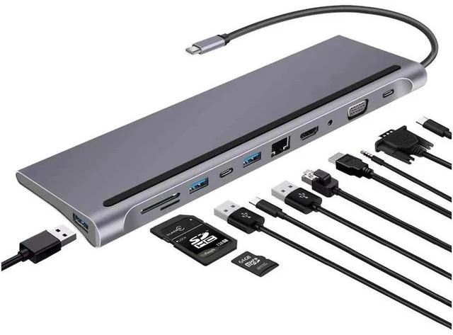 Main image of 11 in 1 USB Type-C Hub to 4K HDMI VGA, Laptop Docking Station with 87W PD, Compatible with MacBook Pro, iPad, Samsung DeX