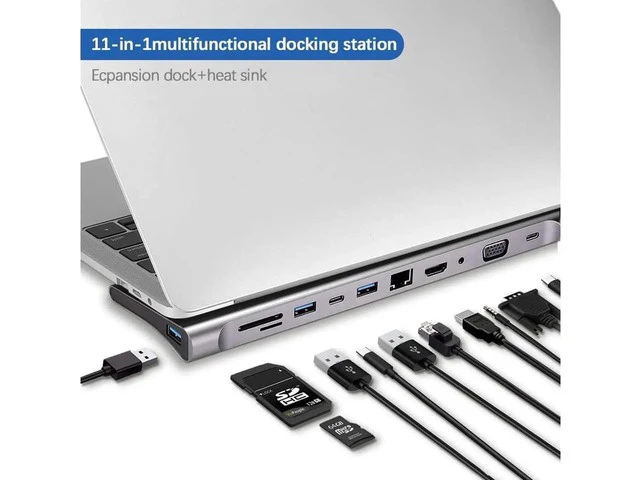 Alt view image 7 of 7 - 11 in 1 USB Type-C Hub to 4K HDMI VGA, Laptop Docking Station with 87W PD, Compatible with MacBook Pro, iPad, Samsung DeX