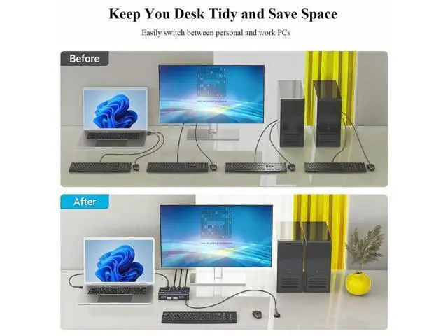 Alt view image 4 of 7 - 4 Port USB 3.0 Switch Selector, 4 Computers USB Sharing Switch Box, Share 4 USB Devices Keyboard Mouse Printer, Come with Wired Remote & 4 USB 3.0 Cables