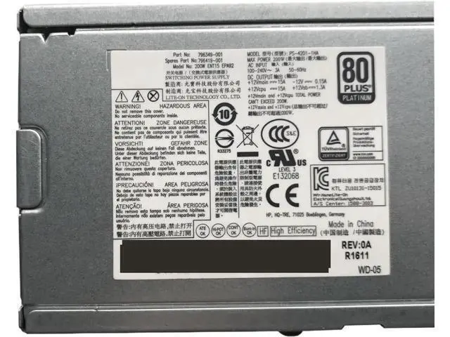 Alt view image 3 of 5 - 200W Power Supply for ProDesk 600 G2 705 G2 800 G2 SFF, Replacement for PS-4201-1HA 796349-001 796419-001 901912-002