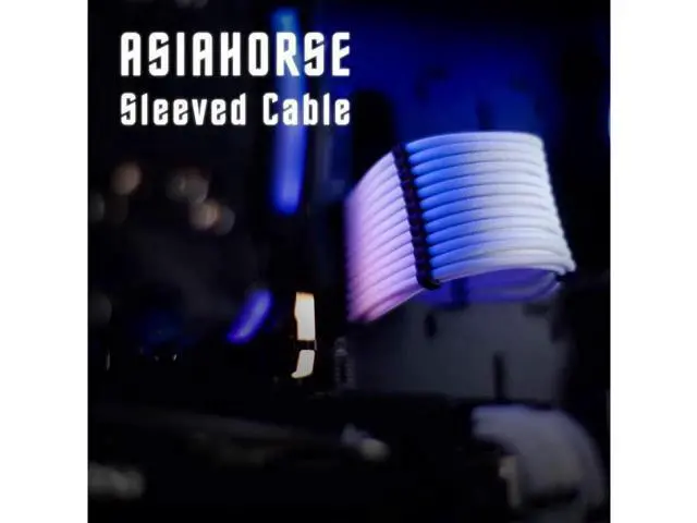 Alt view image 6 of 6 - White Custom Sleeved PSU Extension Cable Kit, 18AWG ATX/EPS/8-Pin & 6-Pin PCI-E Mod Power Supply Cables, Premium Braided Extension Set for PC Custom Modding