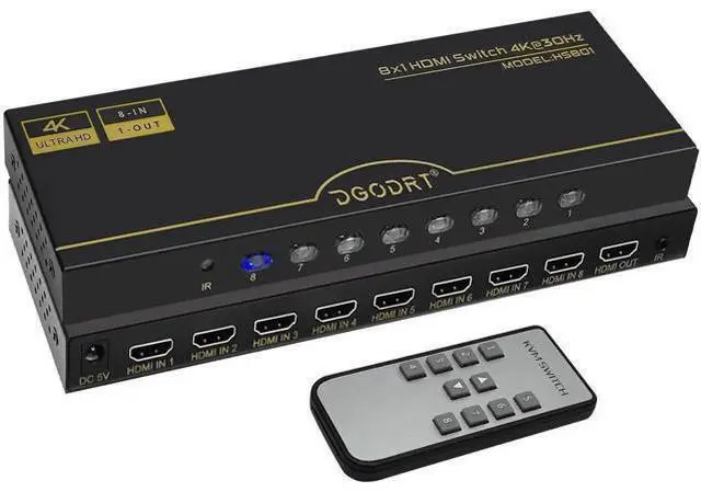 Main image of 8×1 HDMI Switch 8 in 1 Out, 8Port 4K HDMI Switcher Selector Box with IR Remote, Supports 4K@30Hz HDR HDCP 3D 1080P, Compatible with Xbox PS4 PC Laptop