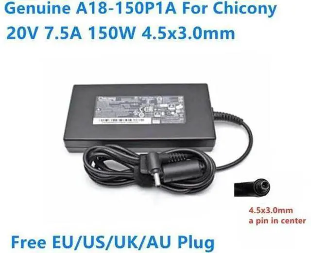 Main image of 150W AC Adapter Charger, 20V 7.5A 4.5x3.0mm Chicony A18-150P1A A150A039P Replacement Power Supply for MSI GF76 Gaming Laptop