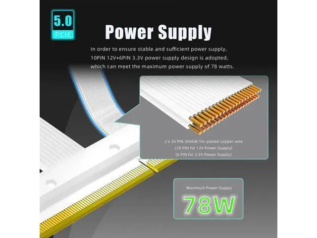 Alt view image 5 of 7 - 300mm PCIe 5.0 Riser Cable, 90 Degree Right Angle GPU Extension Cord, Vertical GPU Mount Bracket Cable Compatible with RTX 5090 RTX 4090 RX 9070 RX 7900, PCIe 5.0 / 4.0 High Speed for Gaming PC Case