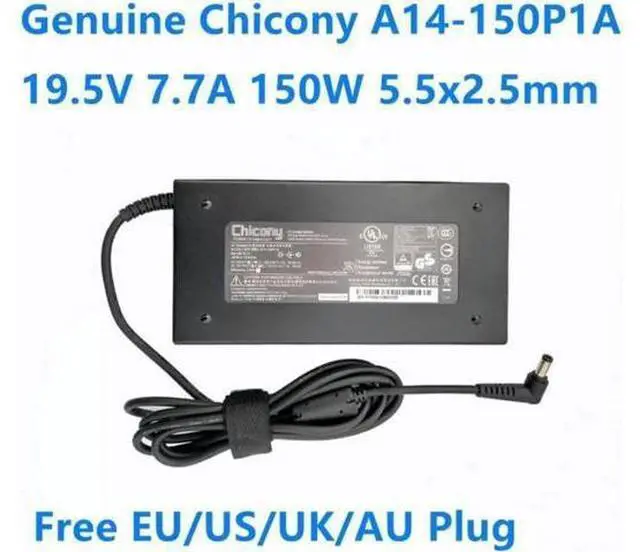 Main image of 150W AC Power Adapter, Chicony A14-150P1A A150A004L 19.5V 7.7A 5.5x2.5mm Replacement Laptop Charger for MSI GP73 GS63VR GS70 GS60 2PL