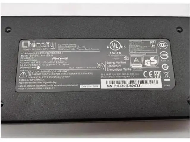 Alt view image 2 of 2 - 150W AC Power Adapter, Chicony A14-150P1A A150A004L 19.5V 7.7A 5.5x2.5mm Replacement Laptop Charger for MSI GP73 GS63VR GS70 GS60 2PL
