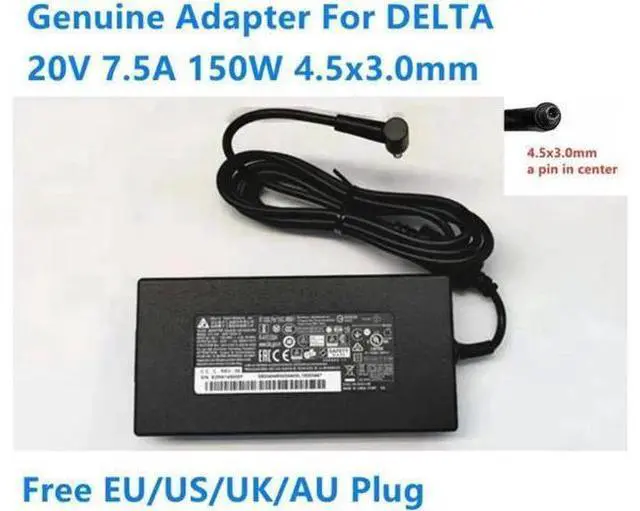 Main image of 150W AC Power Adapter, 20V 7.5A 4.5x3.0mm Delta ADP-150CH D Replacement Laptop Charger Compatible with MSI GF76 Gaming Notebook