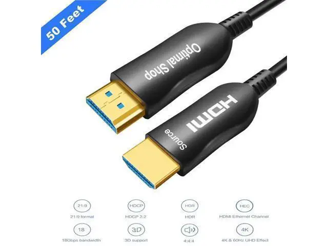 Alt view image 6 of 7 - 4K Fiber Optic HDMI Cable 50Ft 15m, HDMI 2.0 18Gbps High Speed Cord, 4K@60Hz HDR Dolby Vision ARC 3D HDCP2.2 Slim Flexible Wire