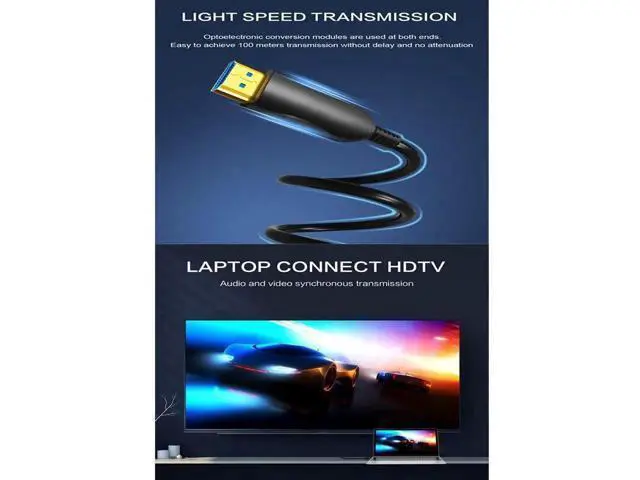 Alt view image 5 of 7 - 4K Fiber Optic HDMI Cable 50Ft 15m, HDMI 2.0 18Gbps High Speed Cord, 4K@60Hz HDR Dolby Vision ARC 3D HDCP2.2 Slim Flexible Wire