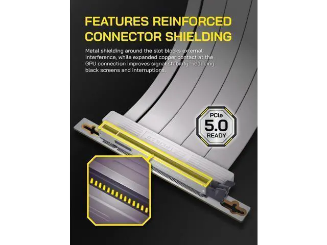 Alt view image 5 of 7 - 20cm Right Angle White PCIe 5.0 X16 Riser Cable, 128GB/s High Bandwidth GPU Extension Cord, Vertical Mount Compatible with RTX 50/40 & AMD RX 9000/7000 Series, Backward PCIe 4.0/3.0 Compatible