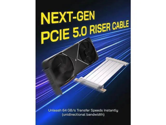 Alt view image 7 of 7 - 20cm Right Angle White PCIe 5.0 X16 Riser Cable, 128GB/s High Bandwidth GPU Extension Cord, Vertical Mount Compatible with RTX 50/40 & AMD RX 9000/7000 Series, Backward PCIe 4.0/3.0 Compatible