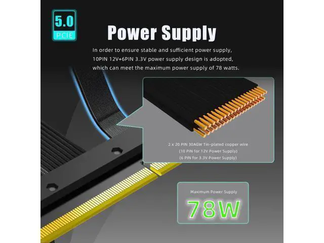 Alt view image 6 of 7 - 300mm / 30cm 90 Degree Right Angle PCIe 5.0 Riser Cable, High Speed GPU Extension Cord for Vertical Mount, Compatible with RTX 5090 4090 RX 9070 RX 7900, PCIe 5.0 / 4.0 Backward Support