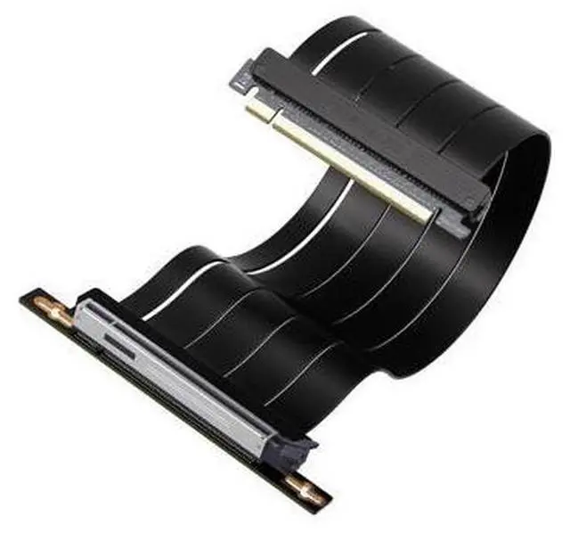 Main image of 30cm Right Angle Black PCIe 5.0 X16 Riser Cable, 128GB/s High Bandwidth GPU Extension Cord, Vertical GPU Mount Compatible with RTX 50/40 & AMD RX 9000/7000 Series, Backward PCIe 4.0/3.0 Compatible