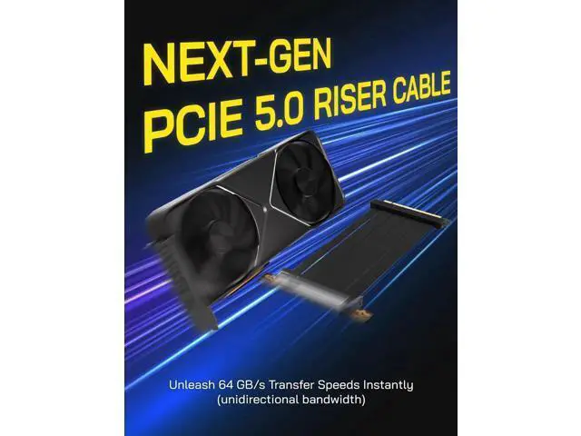 Alt view image 5 of 7 - 30cm Right Angle Black PCIe 5.0 X16 Riser Cable, 128GB/s High Bandwidth GPU Extension Cord, Vertical GPU Mount Compatible with RTX 50/40 & AMD RX 9000/7000 Series, Backward PCIe 4.0/3.0 Compatible