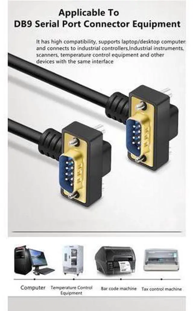 Alt view image 2 of 7 - 20 Meter Down RightAngle DB9 RS232 Serial Cable, GoldPlated Male to Female 9Pin COM Port Extension Cord