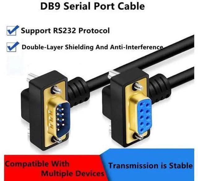 Alt view image 4 of 7 - 20 Meter Down RightAngle DB9 RS232 Serial Cable, GoldPlated Male to Female 9Pin COM Port Extension Cord