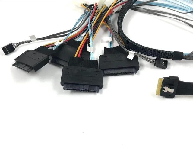Alt view image 2 of 2 - SlimSAS 8i SFF-8654 to 4 U.3 SFF-8639 Breakout Cable, 1 Meter