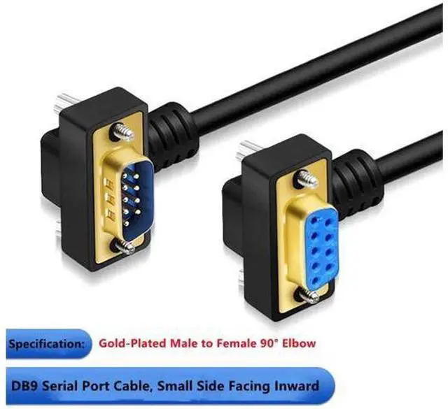 Alt view image 6 of 7 - 20 Meter Down RightAngle DB9 RS232 Serial Cable, GoldPlated Male to Female 9Pin COM Port Extension Cord