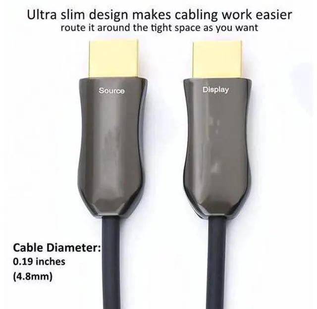 Alt view image 5 of 7 - Ultra Slim 100Ft/31M Fiber Optic HDMI 2.0 Cable 18Gbps High Speed 4K@60Hz for Projector, Laptop, PC, Monitor, TV, Camera