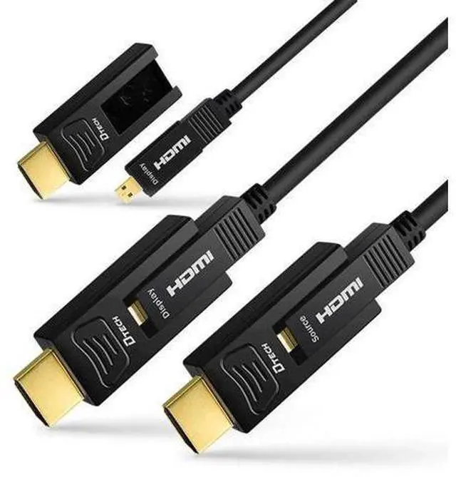 Main image of 25FT/8M Fiber Optic HDMI Cable 4K@60Hz YUV 4:4:4 18Gbps Ultra HD, Micro HDMI to Standard HDMI Dual-Connector Cord for TV, Projector, Computer, Monitor