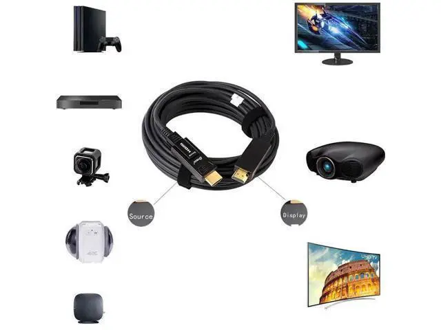 Alt view image 7 of 7 - 25FT/8M Fiber Optic HDMI Cable 4K@60Hz YUV 4:4:4 18Gbps Ultra HD, Micro HDMI to Standard HDMI Dual-Connector Cord for TV, Projector, Computer, Monitor