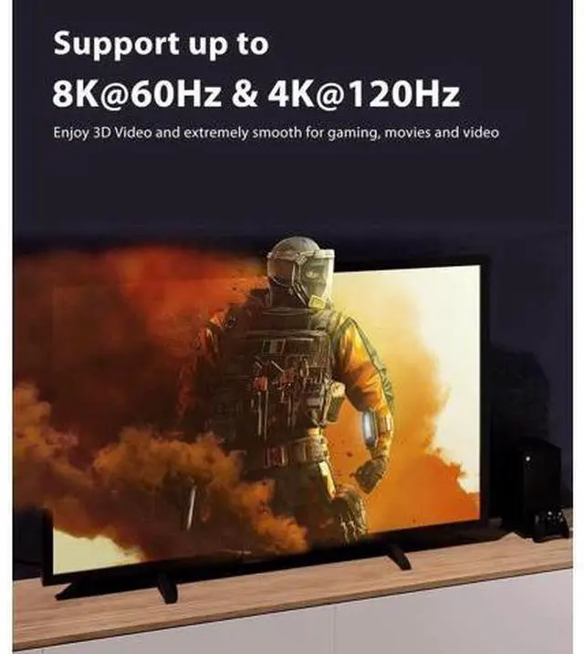 Alt view image 2 of 5 - 50FT Fiber Optic HDMI 2.1 Cable 8K, Nylon Braided 48Gbps High Speed Cord Supports 8K@60Hz 4K@120Hz Dynamic HDR, Male-to-Male