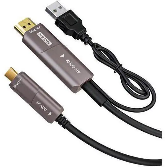 Alt view image 6 of 7 - 10M USB C to HDMI Optical Cable, USB 3.1 Type C to 4K HDMI Cord, Thunderbolt 3/4 Compatible Active Optical Cable for MacBook Pro Air, Laptop Monitor TV Projector F0402-AOC-10M