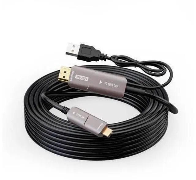 Alt view image 7 of 7 - 10M USB C to HDMI Optical Cable, USB 3.1 Type C to 4K HDMI Cord, Thunderbolt 3/4 Compatible Active Optical Cable for MacBook Pro Air, Laptop Monitor TV Projector F0402-AOC-10M