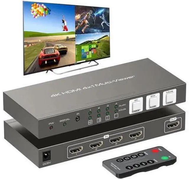 Main image of 4x1 HDMI Multiviewer, 4 Port Multi-Picture Seamless Switch, 4 Input 1 Output Split Screen Adapter, Support 4K@30Hz 1080P@60Hz for Multi Signal Sources Display on Single Monitor