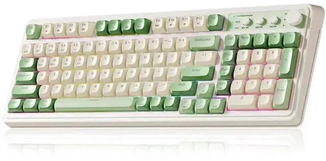 Main image of S99 Tri-Mode Wireless Gaming Keyboard, Bluetooth 2.4G USB-C Custom Creamy Keyboard with Numpad, RGB Backlit Media Control Knob Programmable Mechanical Keyboard for PC Gamers - Green
