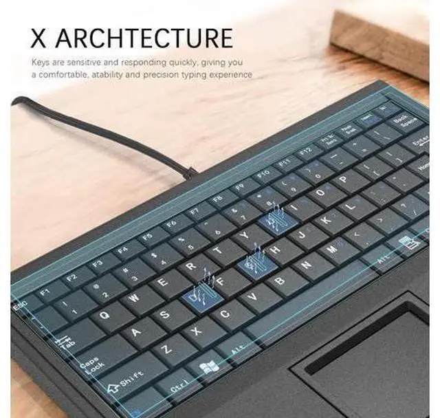 Alt view image 7 of 7 - Waterproof Industrial Keyboard with Integrated Touchpad, 84 Keys USB Wired Black Industrial Machine Keyboard