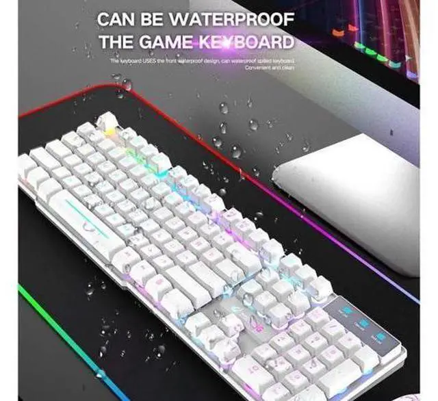 Alt view image 3 of 6 - Wireless Gaming Keyboard and Mouse Combo, Rainbow 7 Color LED Backlight, Rechargeable Waterproof Dustproof Mechanical Feel Set for Laptop PC Gamers