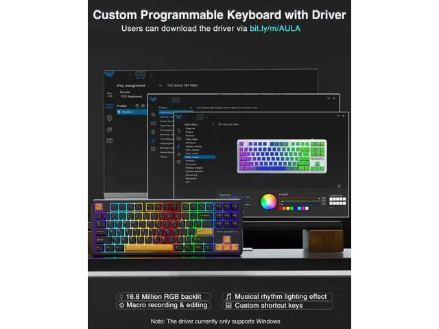 Alt view image 2 of 7 - F87 Wireless Mechanical Keyboard, 75% TKL Hot Swappable Gaming Keyboard, PBT Keycaps Pre-lubed Greywood Switch RGB Backlit Creamy Typing Keyboard, Tri-Mode 2.4G USB-C BT5.0