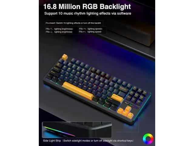Alt view image 4 of 7 - F87 Wireless Mechanical Keyboard, 75% TKL Hot Swappable Gaming Keyboard, PBT Keycaps Pre-lubed Greywood Switch RGB Backlit Creamy Typing Keyboard, Tri-Mode 2.4G USB-C BT5.0