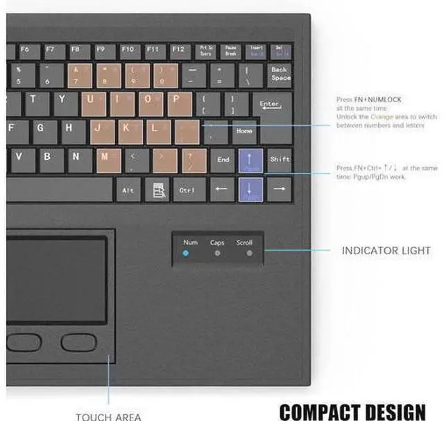 Alt view image 5 of 7 - Waterproof Industrial Keyboard with Integrated Touchpad, 84 Keys USB Wired Black Industrial Machine Keyboard