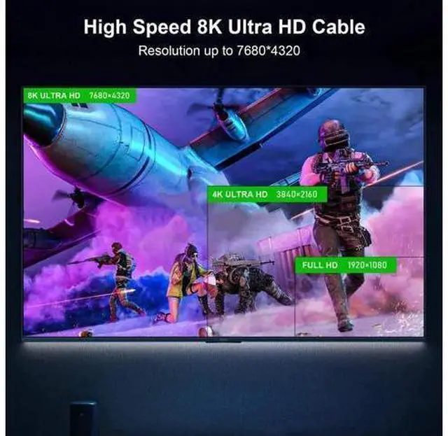 Alt view image 2 of 6 - FIBBR 33ft 8K Fiber Optic HDMI 2.1 Cable, 48Gbps High Speed Directional HDMI Cord, 8K@60Hz 4K@120Hz Dynamic HDR eARC HDCP 2.3, Compatible with LG Samsung Sony TV PS5 Blu-ray Player