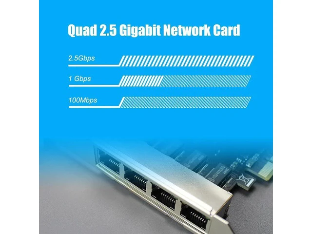 Alt view image 2 of 7 - LE8445 4-Port 2.5G PCIe Network Card, 2500/1000/100Mbps RJ45 Ethernet LAN Adapter, PCIe X4 Expansion Card with Standard & Low Profile Bracket for Desktop PC