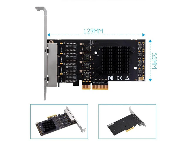 Alt view image 3 of 7 - LE8445 4-Port 2.5G PCIe Network Card, 2500/1000/100Mbps RJ45 Ethernet LAN Adapter, PCIe X4 Expansion Card with Standard & Low Profile Bracket for Desktop PC