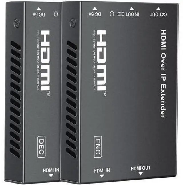 Main image of 1080P HDMI Extender Over Cat5e/Cat6/Cat7 Cable, Aluminum Alloy HDMI Over Ethernet Balun Adapter Up to 500FT, Full HD Transmission with POC, EDID, Deep Color, Dolby Digital & DTS Support