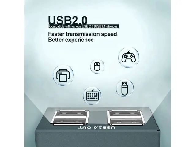 Alt view image 2 of 7 - USB 2.0 Over Ethernet Extender Kit, 4-Port USB Hub Extension, Up to 50m/165ft via Cat5e/Cat6/Cat7 Cable, Plug and Play, Driver-Free
