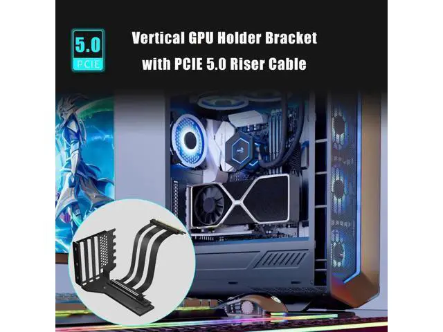 Alt view image 2 of 7 - 3-Slot Vertical GPU Mount Bracket with 150mm PCIe 5.0 Riser Cable, Heavy-Duty GPU Holder for RTX 5090, RTX 4090, RX 9070, RX 7900, Fits 7/8 PCI Slot ATX PC Cases