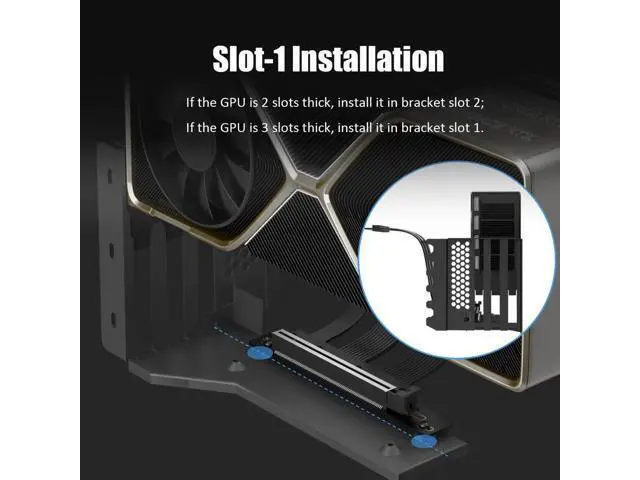 Alt view image 5 of 7 - 3-Slot Vertical GPU Mount Bracket with 150mm PCIe 5.0 Riser Cable, Heavy-Duty GPU Holder for RTX 5090, RTX 4090, RX 9070, RX 7900, Fits 7/8 PCI Slot ATX PC Cases